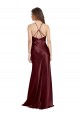 Site de Comprimento Chão Sem Mangas Cetim Elástico Ouro Borgonha Linha A Vestidos de Madrinha / Vestidos de Noite / Vestidos de Festa