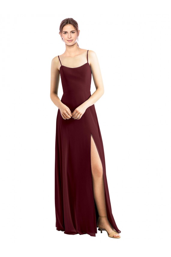 Site de Comprimento Chão Sem Mangas Chiffon Ouro Borgonha Linha A Vestidos de Festa