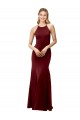 Site de Comprimento Chão Sem Mangas Crepe Esticado Ouro Borgonha Sereia Vestidos de Madrinha / Vestidos de Noite / Vestidos de Festa