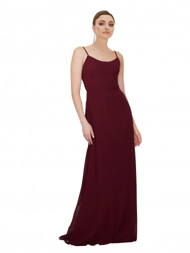 Site de Comprimento Chão Sem Mangas Chiffon Ouro Borgonha Linha A Sem Mangas Colher Vestidos de Madrinha