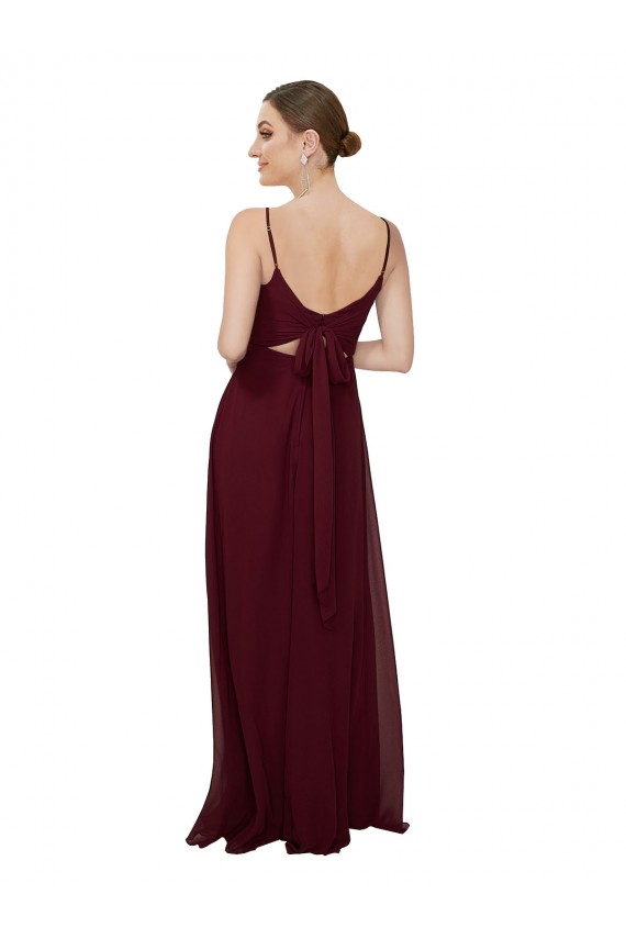 Site de Comprimento Chão Sem Mangas Chiffon Ouro Borgonha Linha A Sem Mangas Colher Vestidos de Madrinha