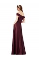 Site de Comprimento Chão Mangas Curtas Cetim Ouro Borgonha Linha A Vestidos de Madrinha / Vestidos de Noite / Vestidos de Festa