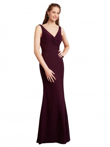 Site de Comprimento Chão Sem Mangas Chiffon Ouro Borgonha Sereia Vestidos de Madrinha