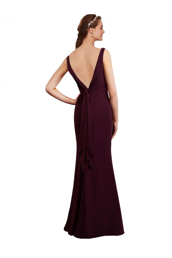 Site de Comprimento Chão Sem Mangas Chiffon Ouro Borgonha Sereia Vestidos de Madrinha