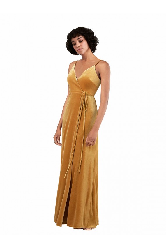 Site de Comprimento Chão Sem Mangas Veludo Elástico Ouro Coluna Vestidos de Madrinha / Vestidos de Noite / Vestidos de Festa