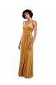 Site de Comprimento Chão Sem Mangas Veludo Elástico Ouro Coluna Vestidos de Madrinha / Vestidos de Noite / Vestidos de Festa