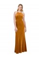 Site de Comprimento Chão Sem Mangas Veludo Elástico Ouro Linha A Sem Mangas Vestidos de Madrinha / Vestidos de Noite / Vestidos de Festa