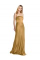 Site de Comprimento Chão Sem Mangas Cetim Elástico Ouro Linha A Sem Mangas Vestidos de Madrinha / Vestidos de Noite / Vestidos de Festa