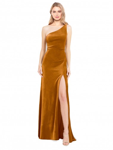 Site de Comprimento Chão Sem Mangas Veludo Elástico Ouro Linha A Vestidos de Madrinha / Vestidos de Noite / Vestidos de Festa