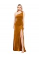 Site de Comprimento Chão Sem Mangas Veludo Elástico Ouro Linha A Vestidos de Madrinha / Vestidos de Noite / Vestidos de Festa