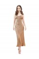 Site de Comprimento Midi Sem Mangas Cetim Sedoso Ouro Rosa Bainha Vestidos de Madrinha / Vestidos de Noite / Vestidos de Festa