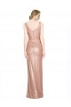 Site de Comprimento Chão Sem Mangas Lantejoulas Ouro Rosa Bainha Vestidos de Madrinha / Vestidos de Noite / Vestidos de Festa
