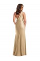 Site de Comprimento Chão Sem Mangas Cetim Sedoso Ouro Suave Sereia Vestidos de Madrinha / Vestidos de Noite / Vestidos de Festa