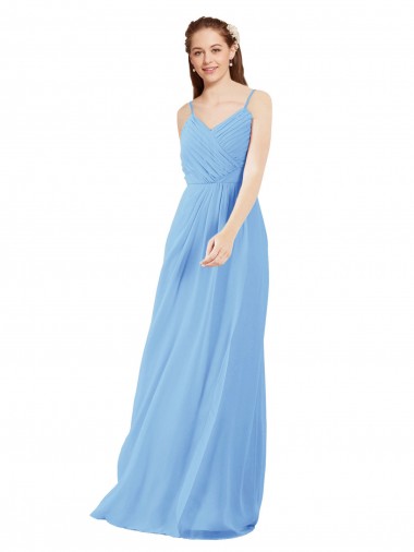 Site de Comprimento Chão Sem Mangas Chiffon Pervinca Bainha Vestidos de Madrinha