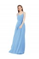 Site de Comprimento Chão Sem Mangas Chiffon Pervinca Bainha Vestidos de Madrinha