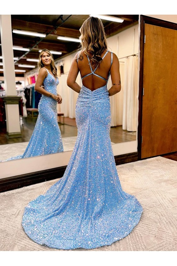Site de Comboio Varredela Sem Mangas Lantejoulas Veludo Pervinca Bainha Vestidos de Festa