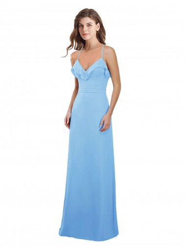 Site de Comprimento Chão Sem Mangas Chiffon Pervinca Linha A Sem Mangas Amor Vestidos de Madrinha