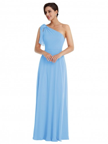 Site de Comprimento Chão Sem Mangas Chiffon Pervinca Trombeta Vestidos de Madrinha