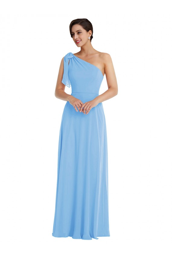 Site de Comprimento Chão Sem Mangas Chiffon Pervinca Trombeta Vestidos de Madrinha