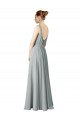 Site de Comprimento Chão Sem Mangas Chiffon Prata Linha A Vestidos de Madrinha
