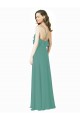 Site de Comprimento Chão Sem Mangas Chiffon Prata Islandesa Linha A Sem Mangas Alças finas Vestidos de Madrinha