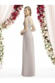Site de Comprimento Chão Sem Mangas Chiffon Prata Linha A Sem Mangas Barco Vestidos de Madrinha