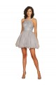 Site de Curto Sem Mangas Tule Prata Linha A Vestidos de Madrinha / Vestidos de Cocktail / Vestidos de Homecoming