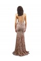 Site de Comprimento Chão Sem Mangas Crepe Esticado & Lantejoulas Tule Ouro Rosa Sereia Vestidos de Madrinha / Vestidos de Noite / Vestidos de Festa