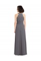 Site de Comprimento Chão Sem Mangas Chiffon & Renda Prata Tempestuosa Linha A Vestidos de Madrinha