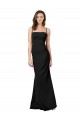 Site de Comprimento Chão Sem Mangas Crepe Esticado Preto Bainha Vestidos de Madrinha / Vestidos de Noite / Vestidos de Festa