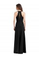 Site de Comprimento Chão Sem Mangas Crepe Esticado Preto Bainha Sem Mangas Cabeçada Vestidos de Madrinha / Vestidos de Noite / Vestidos de Festa