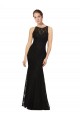 Site de Comprimento Chão Sem Mangas Renda Preto Bainha Vestidos de Madrinha
