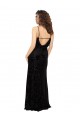 Site de Comprimento Chão Sem Mangas Veludo Floral & Veludo Elástico Preto Bainha Vestidos de Madrinha