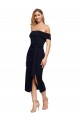 Site de Comprimento Midi Sem Mangas Crepe Esticado Preto Bainha Vestidos de Madrinha / Vestidos de Noite / Vestidos de Festa