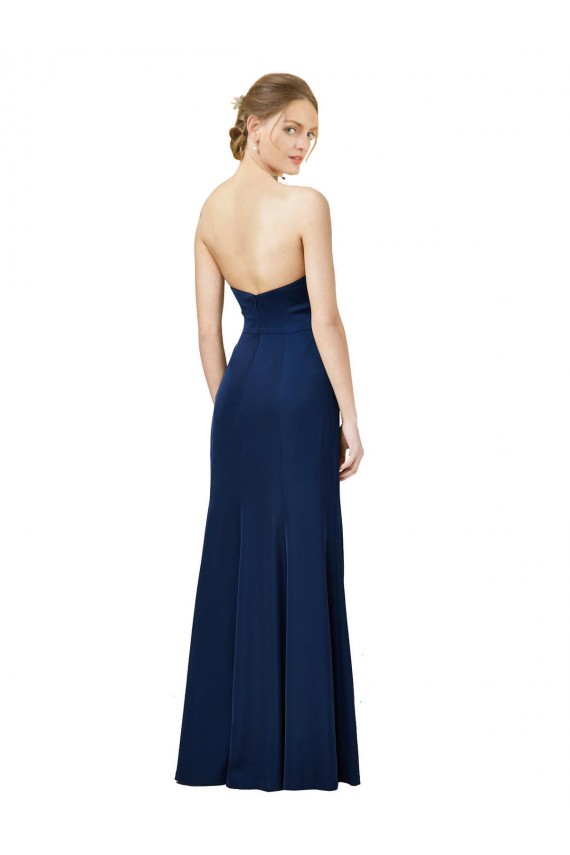 Site de Comprimento Chão Sem Mangas Crepe Esticado Preto Bainha Sem Mangas Sem alças Vestidos de Madrinha / Vestidos de Noite / Vestidos de Festa