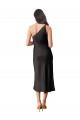 Site de Comprimento Midi Sem Mangas Cetim Elástico Preto Bainha Vestidos de Madrinha / Vestidos de Noite / Vestidos de Festa