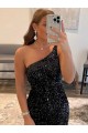 Site de Curto Sem Mangas Lantejoulas Veludo Preto Bainha Vestidos de Festa
