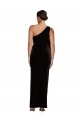 Site de Comprimento Chão Sem Mangas Veludo Elástico Preto Bainha Vestidos de Madrinha / Vestidos de Noite / Vestidos de Festa