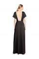 Site de Comprimento Chão Mangas Curtas Cetim Elástico Preto Linha A Vestidos de Madrinha / Vestidos de Noite / Vestidos de Festa