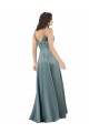 Site de Comprimento Chão Sem Mangas Cetim Sedoso Preto Linha A Vestidos de Madrinha / Vestidos de Noite / Vestidos de Festa