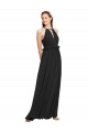 Site de Comprimento Chão Sem Mangas Chiffon Preto Bainha Sem Mangas Cabeçada Vestidos de Madrinha