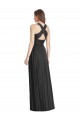 Site de Comprimento Chão Sem Mangas Chiffon Preto Linha A Sem Mangas Decote V Vestidos de Madrinha