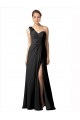 Site de Comprimento Chão Sem Mangas Chiffon Preto Linha A Vestidos de Festa / Vestidos de Madrinha