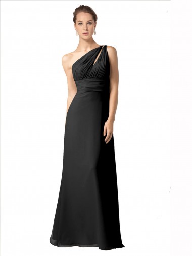 Site de Comprimento Chão Sem Mangas Chiffon Preto Linha A Vestido de Noite / Vestidos de Madrinha