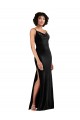 Site de Comprimento Chão Sem Mangas Veludo Elástico Preto Coluna Vestidos de Madrinha / Vestidos de Noite / Vestidos de Festa