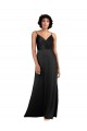 Site de Alto Baixo Sem Mangas Cetim Sedoso Preto Coluna Vestidos de Madrinha / Vestidos de Noite / Vestidos de Festa