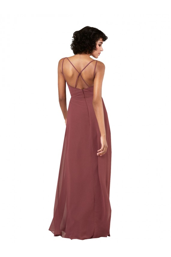 Site de Comprimento Chão Sem Mangas Chiffon Preto Coluna Vestidos de Madrinha / Vestidos de Noite