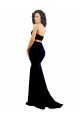 Site de Comprimento Chão Sem Mangas Crepe Esticado Preto Sereia Vestidos de Madrinha / Vestidos de Noite / Vestidos de Festa
