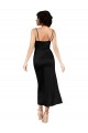 Site de Comprimento Chá Sem Mangas Cetim Sedoso Preto Linha A Vestidos de Madrinha / Vestidos de Noite / Vestidos de Festa
