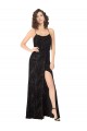 Site de Comprimento Chão Sem Mangas Veludo Floral & Veludo Elástico Preto Linha A Vestidos de Madrinha
